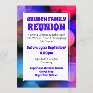 Invitation RÉUNION FAMILIALE DE L'ÉGLISE DE Bokeh customisée