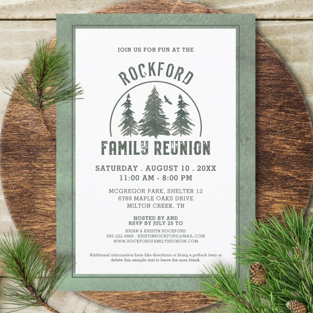 Invitation Réunion familiale Forêt rustique Arbres (Créateur téléchargé)