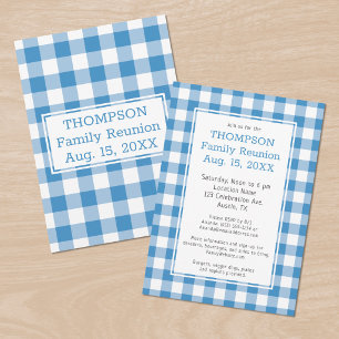 Invitation Reunion familiale Light Bleu Buffle Check Party
