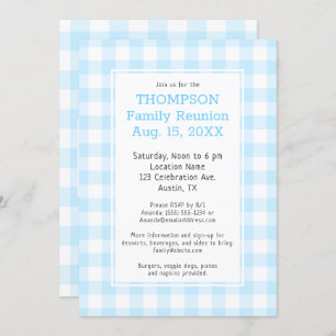 Invitation Réunion familiale Pale Bleu Buffle Check Party