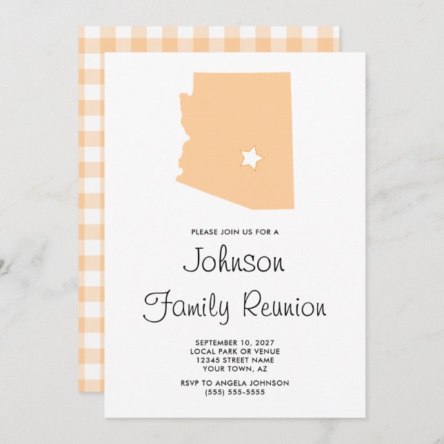 Invitation Réunion familiale Peach Arizona (Devant / Derrière)
