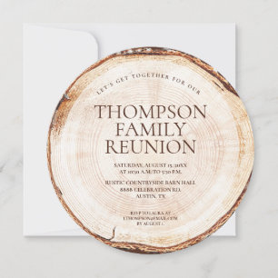 Invitation Réunion familiale rustique Bois coupé Grain person