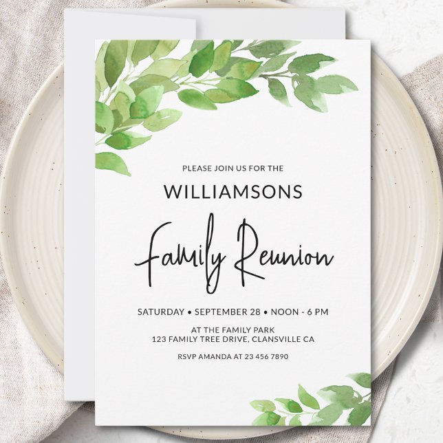 Invitation Réunion famille Arbre aquarelle (Créateur téléchargé)