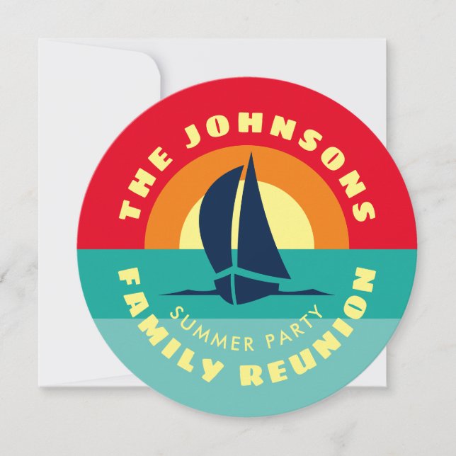 Invitation Reunion famille soleil tropical coucher de soleil  (Devant)