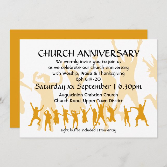 Invitation Réunion moderne de l'église personnalisée en jaune (Devant / Derrière)