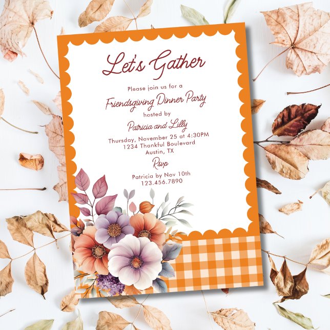 Invitation Réunissons-nous pour la fête de Thanksgiving Gingh (Créateur téléchargé)