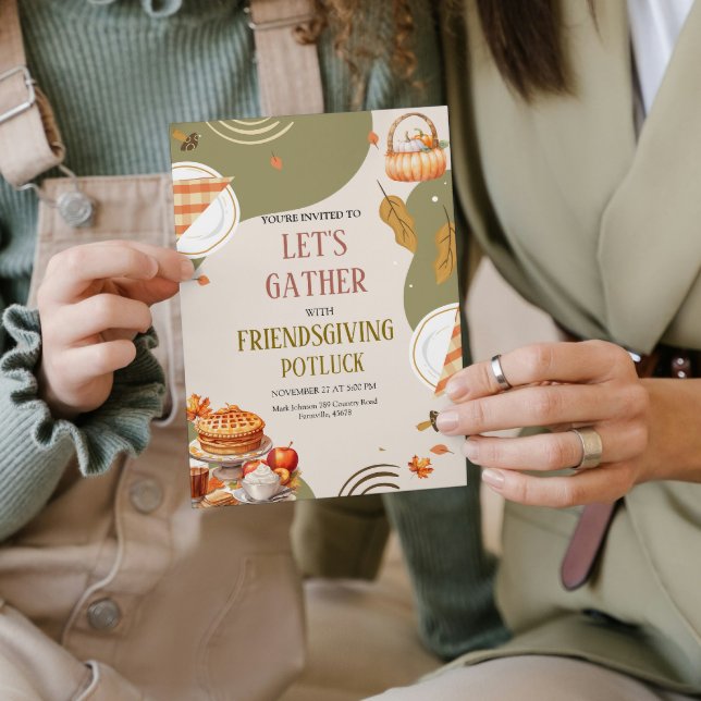 Invitation Réunissons-nous pour la fête de Thanksgiving Potlu (Let's Gather Friendsgiving Potluck Thanksgiving Invitation  party friends )