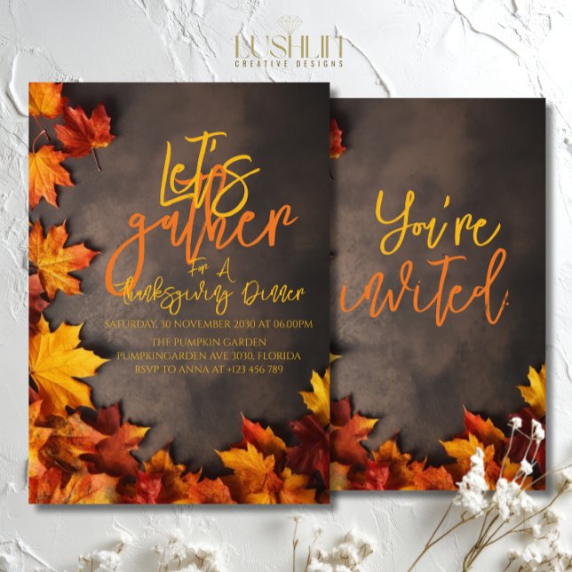 Invitation Réunissons-nous pour le dîner de Thanksgiving | Fe (Créateur téléchargé)