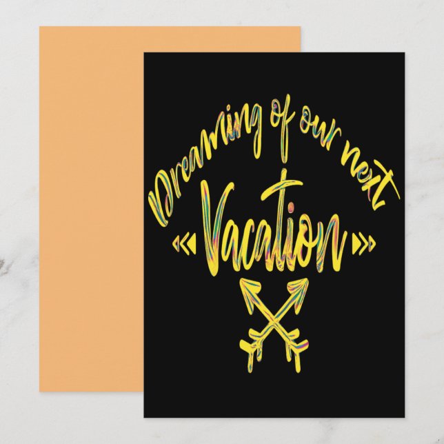 Invitation Rêvant de mes prochaines vacances, citation d'aven (Devant / Derrière)