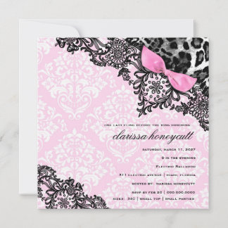 Invitation Rêve 311 en léopard et damassé rose Girly de