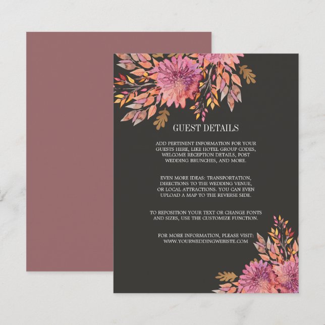 Invitation Rêve d'automne | Élégant détails du mariage (Devant / Derrière)