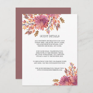 Invitation Rêve d'automne Élégant détails du mariage