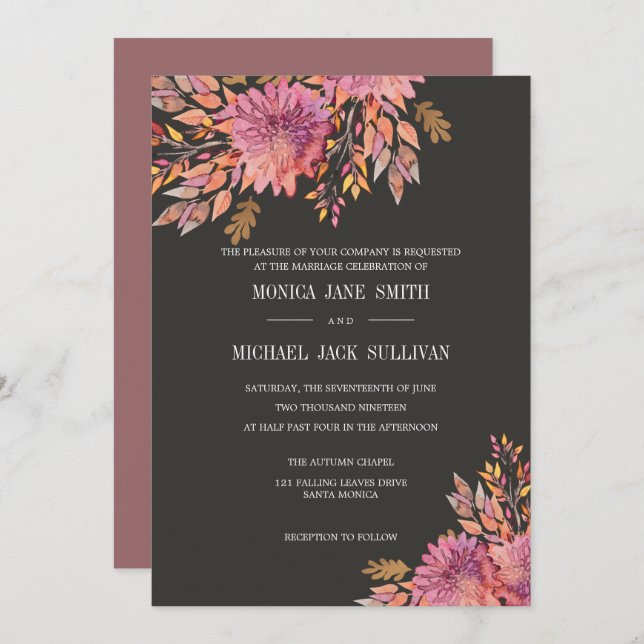 Invitation Rêve d'automne | Mariage élégant (Devant / Derrière)