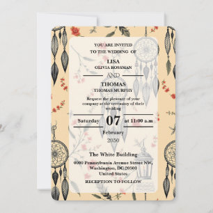 Invitation Rêve de Dentelle Bohème Motif de Mariage