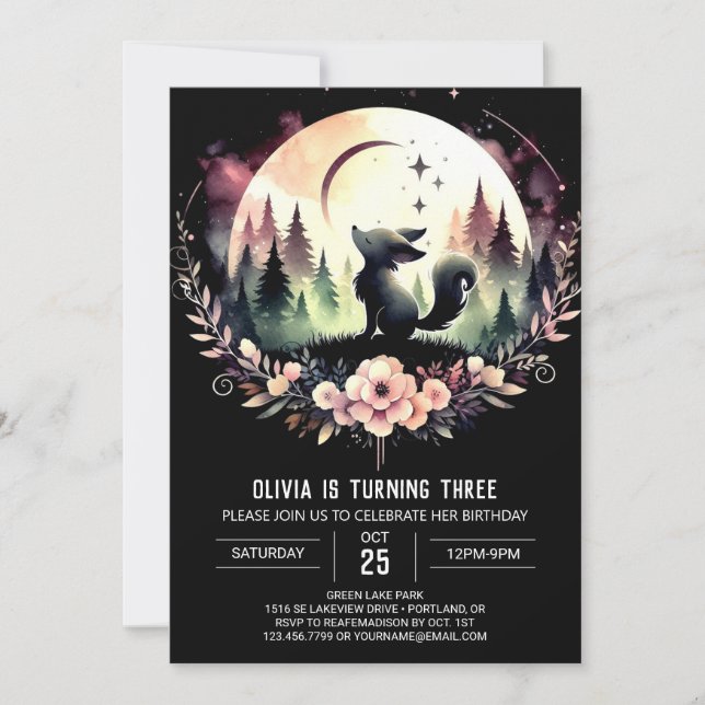 Invitation Rêve de la jungle Loup Anniversaire (Devant)