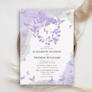 Invitation Rêve de lavande vert papillon eucalyptus mariage
