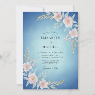Invitation Rêve de mariage à fleur bleu ciel