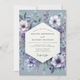 Invitation Rêve Floral Bleu Poussiéreux de Mariage