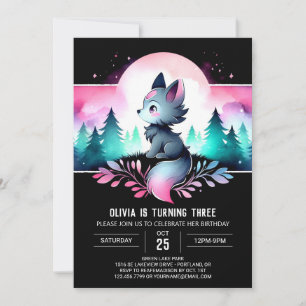 Invitation Rêve Jungle Wolf Anniversaire
