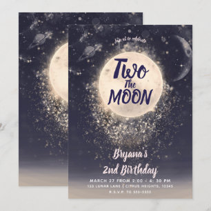 Invitation Rêve Lune Magie Cosmique 2ème Deux la Lune Anniver