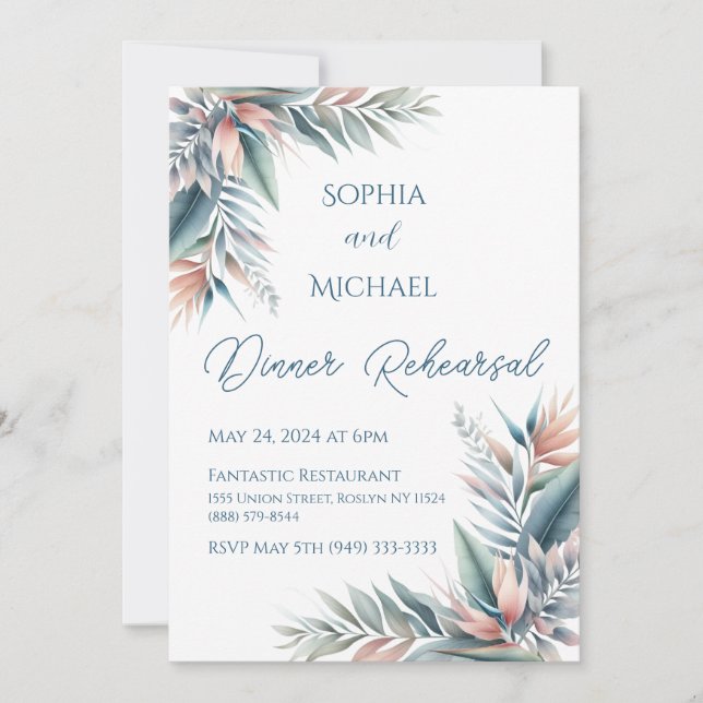 Invitation Rêve tropicale aquarelle - Répétition Mariage (Devant)