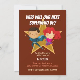 Invitation Reveillez le genre Superhero mignon bleu rose roug