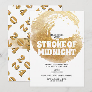 Invitation Réveillon de la Saint-Sylvestre Black Gold Midnigh