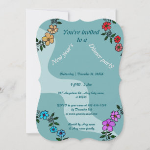 Invitation Réveillon de la Saint-Sylvestre sarcelle avec cour