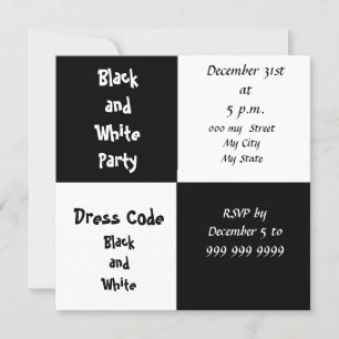 Invitation Réveillon du Nouvel An Soirée Noir et Blanc