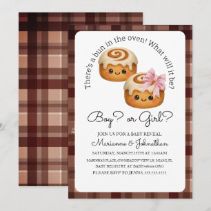 Invitation Révélation Bébé Fille Garçon avec un Petit Pain au