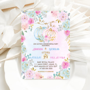 Invitation Révélation citrouille Florale de genre