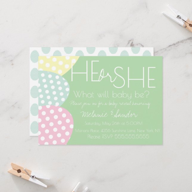 Invitation Révélation de Bébé à Pâques Fille ou Garçon Baby S (Devant/Arrière en situation)