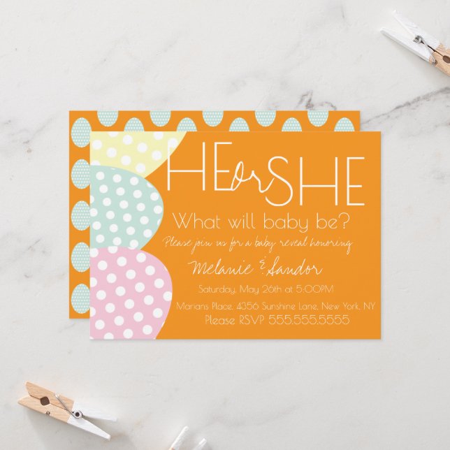 Invitation Révélation de bébé garçon ou fille pour Pâques (Devant/Arrière en situation)
