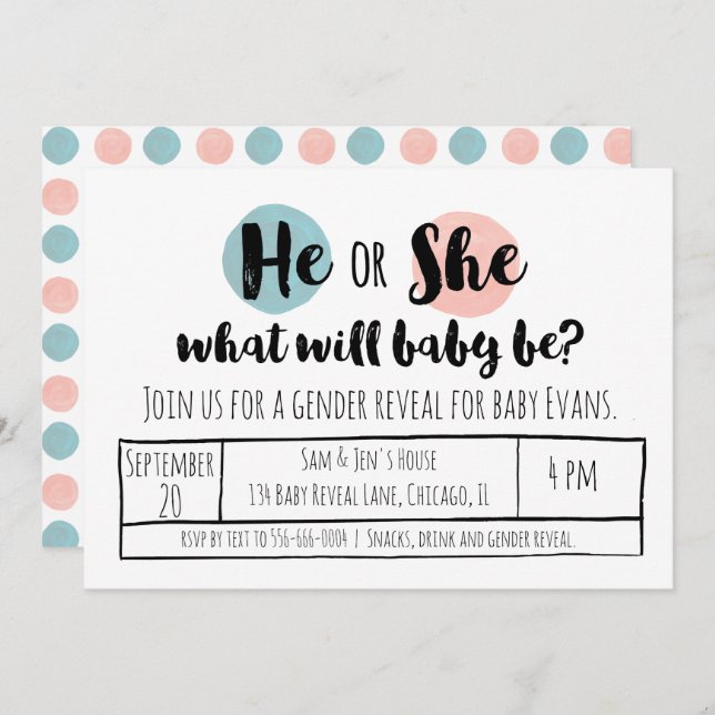 Invitation Révélation de genre (Devant / Derrière)