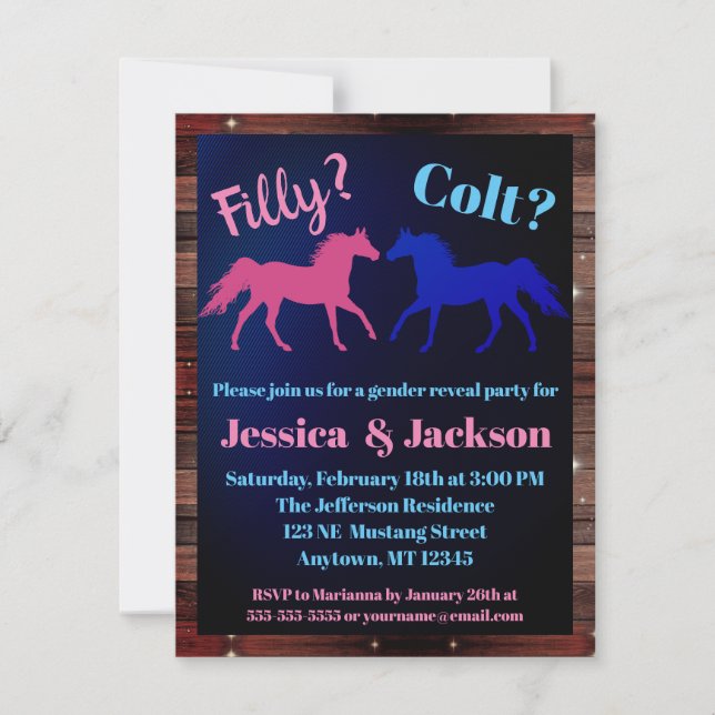 Invitation Révélation De Genre À L'Ouest De Filly Ou Colt (Devant)