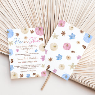 Invitation Révélation de genre Automne Citrouille rose bleu