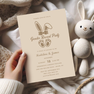 Invitation Révélation de genre beige clair lapin moderne