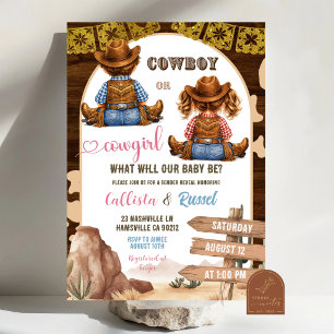 Invitation Révélation de genre Cowboy ou Cowgirl Western Rust