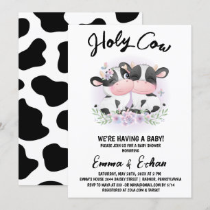 Invitation Révélation de genre de bébé Holy Cow Baby Shower