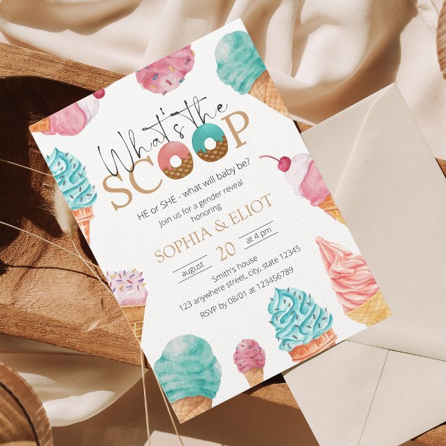 Invitation Révélation de genre de crème glacée Qu'est-ce que  (Créateur téléchargé)