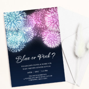 Invitation Révélation de genre des pétards bleu et rose