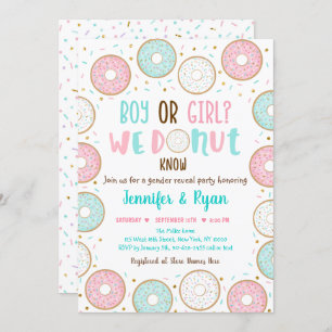 Invitation Révélation de genre Donut Pink Blue Gold