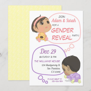 Invitation Révélation de genre pour la bande dessinée rose et