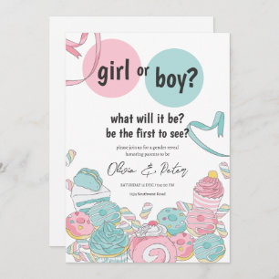 Invitation Révélation de genre rose et bleu, genre garçon ou 