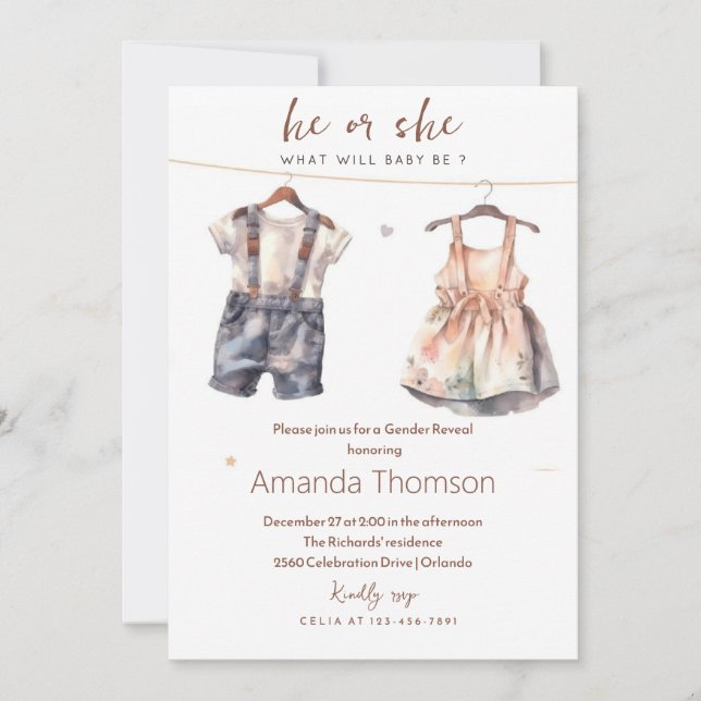 Invitation Révélation de genre sur les vêtements rustiques po (Devant)