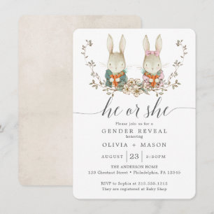 Invitation Révélation de genre vintage du lapin botanique du