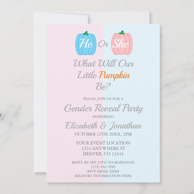 Invitation Révélation de l'automne du citrouille (Devant)