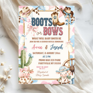 Invitation Révélation de sexe Boots or Bows Wild West