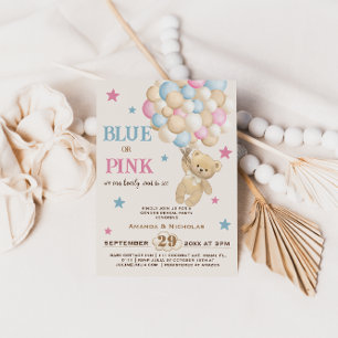 Invitation Révélation de sexe ours rose bleu Bohème minimalis