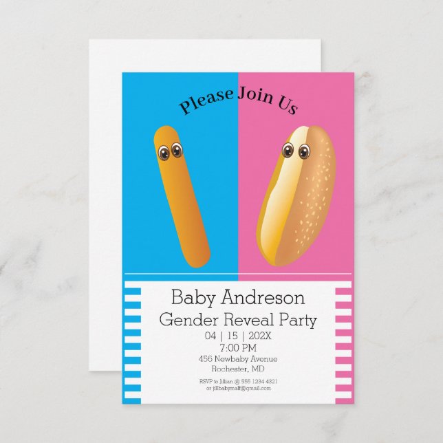 Invitation Révélation drôle de genre 🌭 Danse Hot Dog Baby sh (Devant / Derrière)